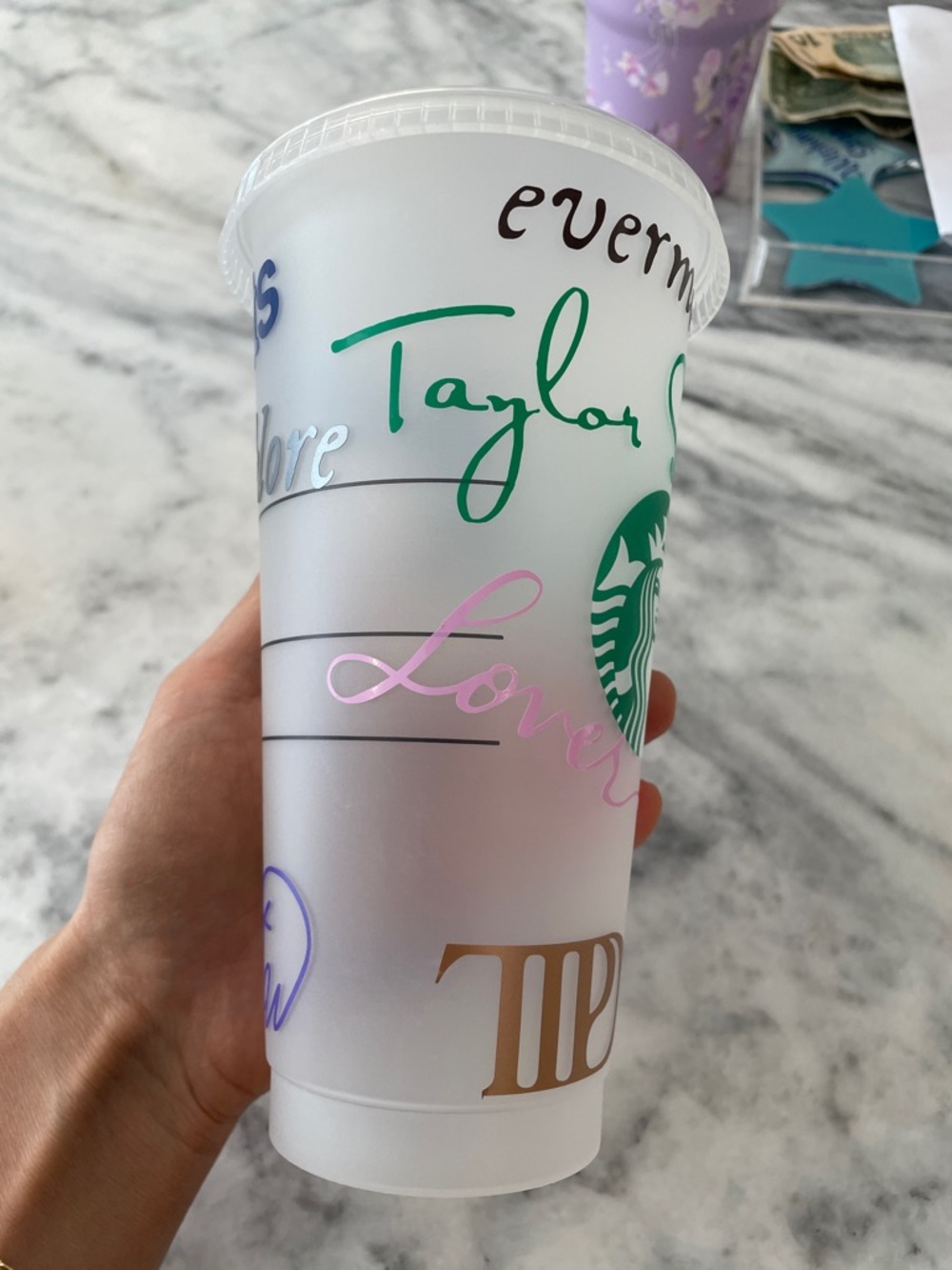 Starbucks Clear Logo Tumbler with Green, Red, Pink & Black Accents - Picture 5 of 6